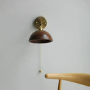 GobekUsa LED Walnut Wood Wall Sconce Pull Chain Switch Modern Japanese Style Mirror Light