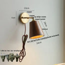 GobekUsa LED Walnut Wood Wall Sconce Pull Chain Switch Modern Japanese Style Mirror Light