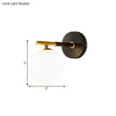 GobekUsa Modern Brass LED Wall Sconce Light - White Glass Mid Century Wall Fixture (1/2 Bulbs)