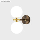 GobekUsa Modern Brass LED Wall Sconce Light - White Glass Mid Century Wall Fixture (1/2 Bulbs)
