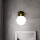 GobekUsa Modern Brass LED Wall Sconce Light - White Glass Mid Century Wall Fixture (1/2 Bulbs)