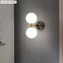 GobekUsa Modern Brass LED Wall Sconce Light - White Glass Mid Century Wall Fixture (1/2 Bulbs)