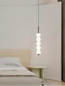 GobekUsa LED White Pearl Glass Pendant Lights for Kitchen Bar Decor - Bubble Hanging Lamp