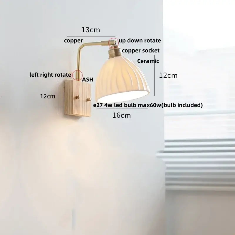 GobekUsa Ceramic LED Wall Sconce Rotatable Modern Vanity Light, photo 20 of 22