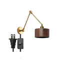 GobekUsa Copper Swing Arm LED Wall Sconce with Pull Chain Switch, Modern Nordic Wooden Lamp