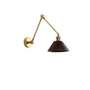 GobekUsa Copper Swing Arm LED Wall Sconce with Pull Chain Switch, Modern Nordic Wooden Lamp