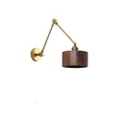 GobekUsa Copper Swing Arm LED Wall Sconce with Pull Chain Switch, Modern Nordic Wooden Lamp