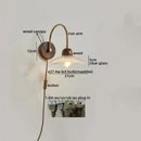 GobekUsa LED Wall Sconce Pull Chain Switch Modern Stair Lights Glass Wood