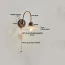 GobekUsa LED Wall Sconce Pull Chain Switch Modern Stair Lights Glass Wood