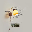 GobekUsa LED Wall Sconce Pull Chain Switch Modern Stair Lights Glass Wood