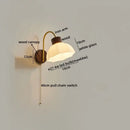 GobekUsa LED Wall Sconce Pull Chain Switch Modern Stair Lights Glass Wood