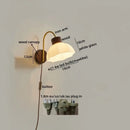 GobekUsa LED Wall Sconce Pull Chain Switch Modern Stair Lights Glass Wood