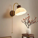 GobekUsa LED Wall Sconce Pull Chain Switch Modern Stair Lights Glass Wood