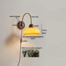 GobekUsa LED Wall Sconce Pull Chain Switch Modern Stair Lights Glass Wood