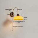 GobekUsa LED Wall Sconce Pull Chain Switch Modern Stair Lights Glass Wood