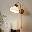 GobekUsa LED Wall Sconce Pull Chain Switch Modern Stair Lights Glass Wood
