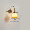 GobekUsa LED Wall Sconce Pull Chain Switch Modern Stair Lights Glass Wood