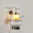 GobekUsa LED Wall Sconce Pull Chain Switch Modern Stair Lights Glass Wood