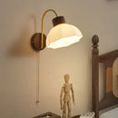 GobekUsa LED Wall Sconce Pull Chain Switch Modern Stair Lights Glass Wood