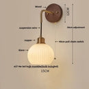 GobekUsa Copper Adjustable LED Wall Light; Modern Pull Chain Switch Glass Stair Lights