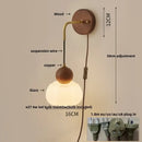 GobekUsa Copper Adjustable LED Wall Light; Modern Pull Chain Switch Glass Stair Lights