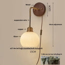 GobekUsa Copper Adjustable LED Wall Light; Modern Pull Chain Switch Glass Stair Lights