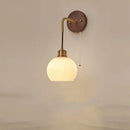 GobekUsa Copper Adjustable LED Wall Light; Modern Pull Chain Switch Glass Stair Lights