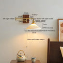 GobekUsa Ceramic Copper LED Wall Light | Modern Bedside Lamp with Pull Chain Switch