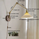 GobekUsa Ceramic Copper LED Wall Light | Modern Bedside Lamp with Pull Chain Switch