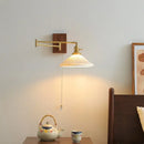 GobekUsa Ceramic Copper LED Wall Light | Modern Bedside Lamp with Pull Chain Switch