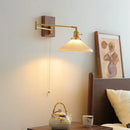 GobekUsa Ceramic Copper LED Wall Light | Modern Bedside Lamp with Pull Chain Switch