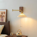 GobekUsa Ceramic Copper LED Wall Light | Modern Bedside Lamp with Pull Chain Switch