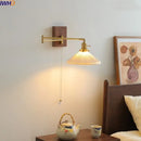 GobekUsa Ceramic Copper LED Wall Light | Modern Bedside Lamp with Pull Chain Switch