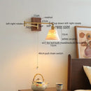 GobekUsa Ceramic Copper LED Wall Light | Modern Bedside Lamp with Pull Chain Switch