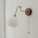Modern brass and wood wall sconce amber led bathroom light by Decorbites