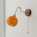 Modern brass and wood wall sconce amber led bathroom light by Decorbites