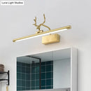 GobekUsa Modern Brass LED Linear Wall Sconce with Antler Arm in Warm Light - Wide Sizes Available