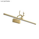 GobekUsa Modern Brass LED Linear Wall Sconce with Antler Arm in Warm Light - Wide Sizes Available