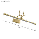 GobekUsa Modern Brass LED Linear Wall Sconce with Antler Arm in Warm Light - Wide Sizes Available