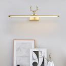 GobekUsa Modern Brass LED Linear Wall Sconce with Antler Arm in Warm Light - Wide Sizes Available