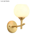 GobekUsa Brass Wall Mounted Armed Sconce Light with Opal Glass Shade - Modern Metal Lamp