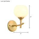 GobekUsa Brass Wall Mounted Armed Sconce Light with Opal Glass Shade - Modern Metal Lamp