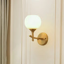 GobekUsa Brass Wall Mounted Armed Sconce Light with Opal Glass Shade - Modern Metal Lamp