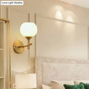 GobekUsa Brass Wall Mounted Armed Sconce Light with Opal Glass Shade - Modern Metal Lamp