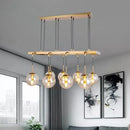GobekUsa Brass Ball Island Pendant Light with Clear Glass Shade - Modern 8 Head Design