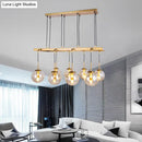 GobekUsa Brass Ball Island Pendant Light with Clear Glass Shade - Modern 8 Head Design