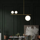 GobekUsa Minimalistic Brass Ball Pendant Light: Opal Glass Island Lighting for Dining Room (3-Light)