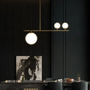 GobekUsa Minimalistic Brass Ball Pendant Light: Opal Glass Island Lighting for Dining Room (3-Light)