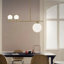 GobekUsa Minimalistic Brass Ball Pendant Light: Opal Glass Island Lighting for Dining Room (3-Light)