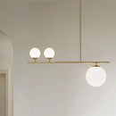 GobekUsa Minimalistic Brass Ball Pendant Light: Opal Glass Island Lighting for Dining Room (3-Light)